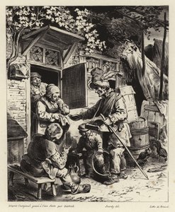 Gatuförsäljare som ringer till ett hus av Christian Wilhelm Ernst Dietrich